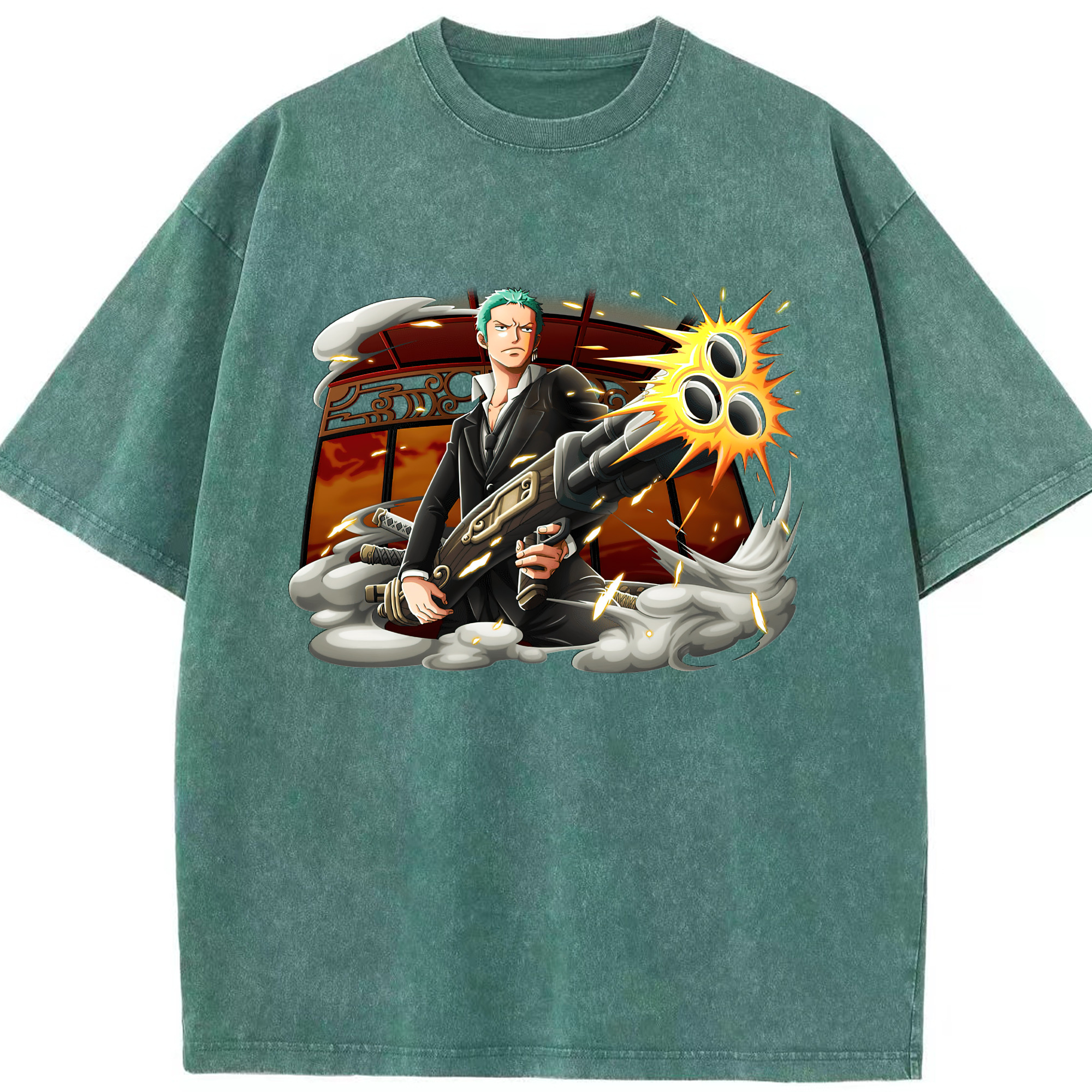 ワンピース ロロノア・ゾロ ONE PIECE Roronoa Zoro 綿100% ヴィンテージ風 半袖Tシャツ（フロントプリント）